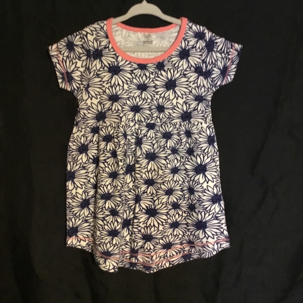Adorable Floral Kids Dress with Pink Trim